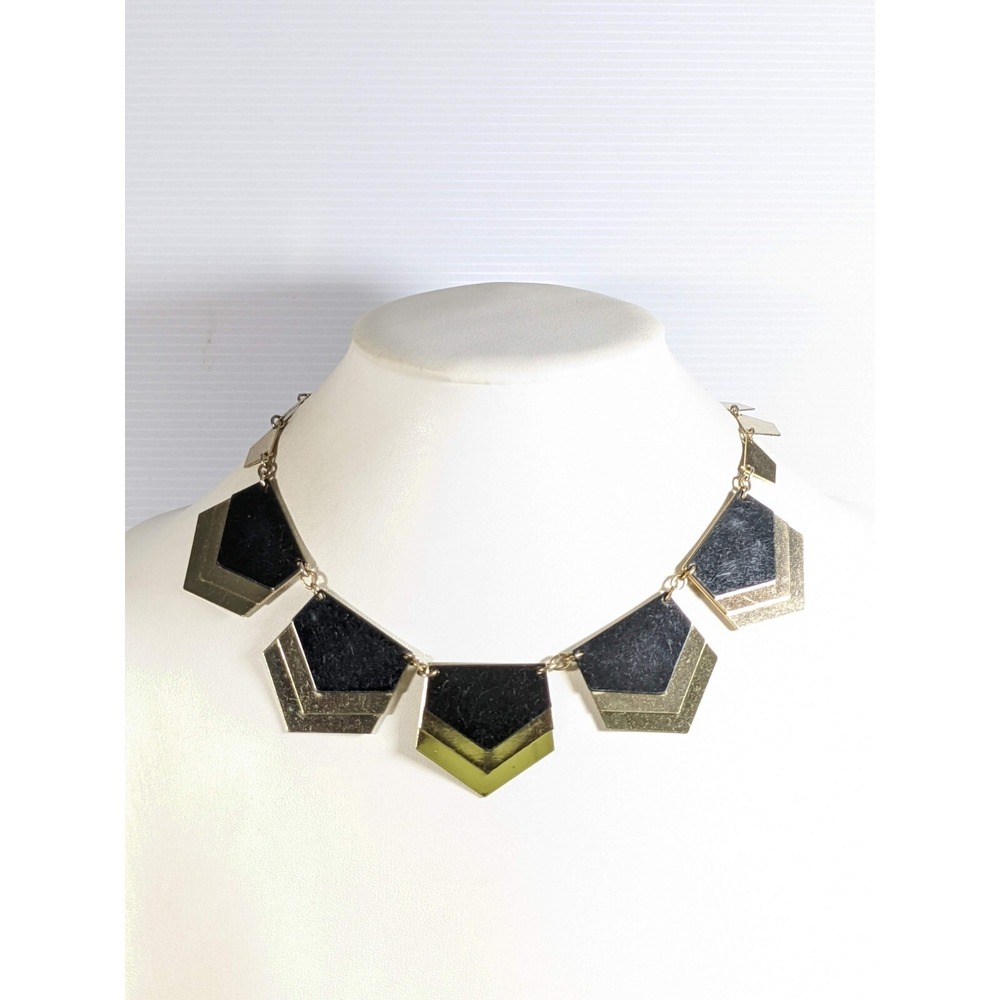 Express Gold Tone‎ Gray Metallic Geometric Statement necklace 20 inches